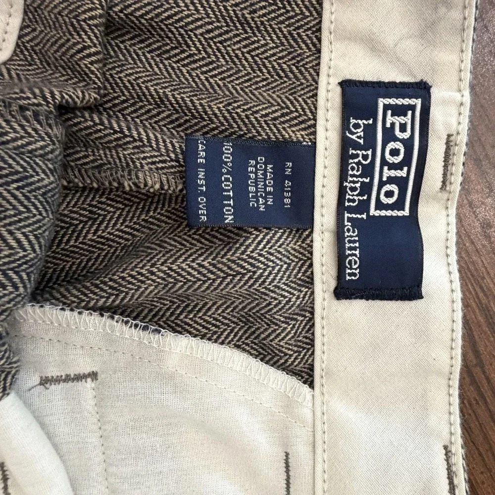 Vintage Polo Ralph Lauren Herringbone Pleated Pants Men's 34x32 Cuffed